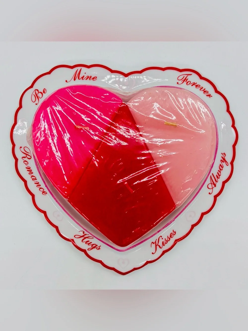 Vtg Romantic Love Heart Ceramic Tray 3 Piece Interlocking Candle Set 3D Coquette